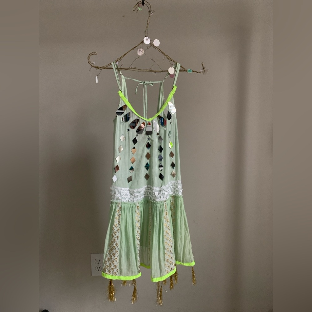 Free People sundress with mirror and tassels size xs